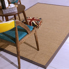 Brown Solid Color Rug Sisal Country Rug Pet Friendly Washable Non-Slip Rug for Bedroom