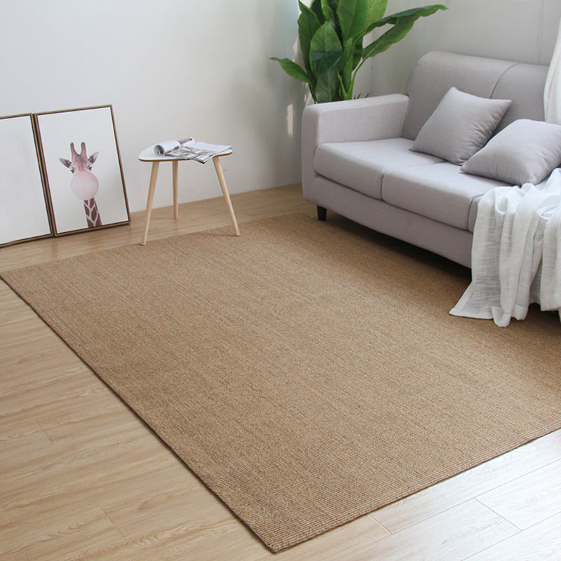 Brown Living Room Rug Rustic Solid Color Rug Sisal Washable Non-Slip Back Pet-Friendly Rug
