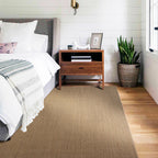 Brown Living Room Rug Rustic Solid Color Rug Sisal Washable Non-Slip Back Pet-Friendly Rug