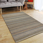 Outskirts Striped Pattern Carpet Brown Jute Carpet Non-Slip Pet Friendly Washable Area Rug for Study