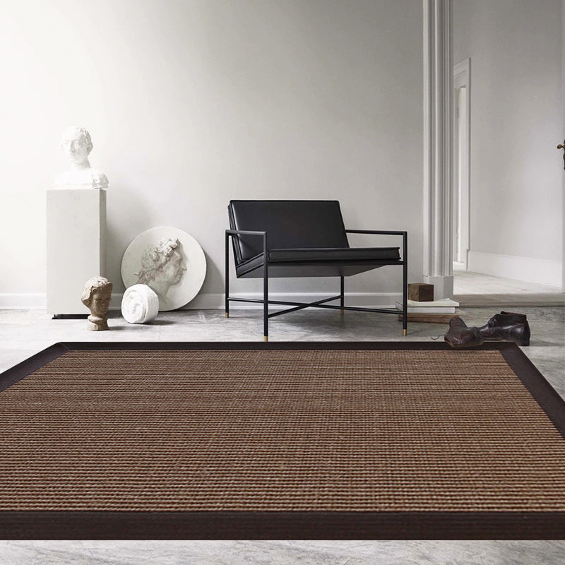 Casual Plain Rug Brown and Blue Rustic Rug Jute Pet Friendly Washable Non-Slip Rug for Decoration