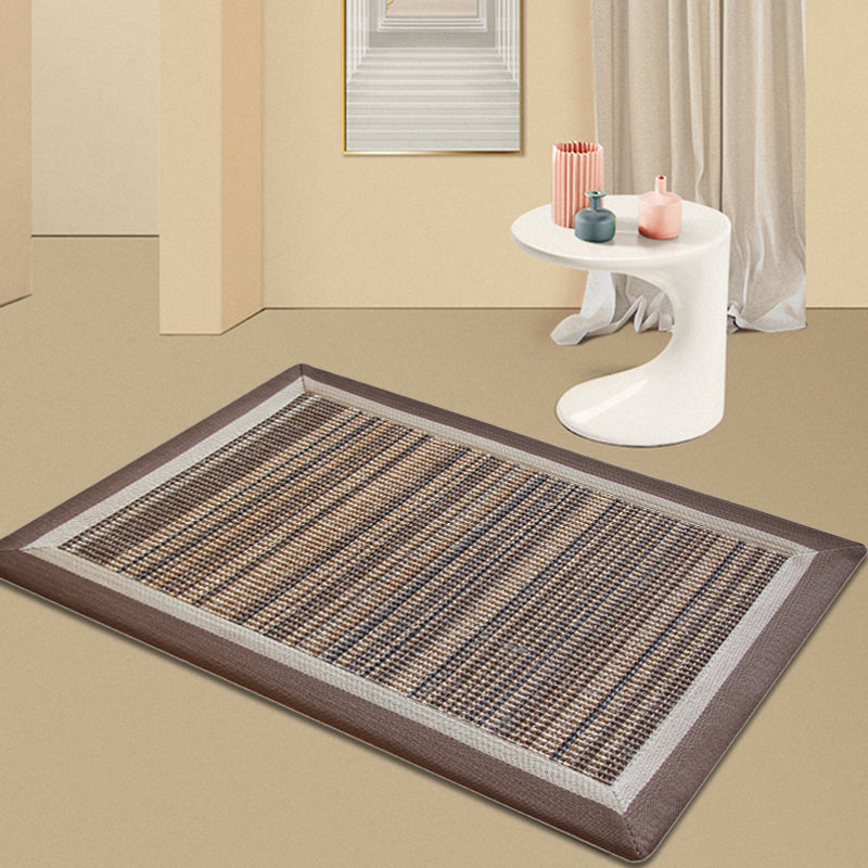 Brown Living Room Rug Rustic Striped Pattern Rug Sisal Washable Non-Slip Backing Pet-Friendly Rug