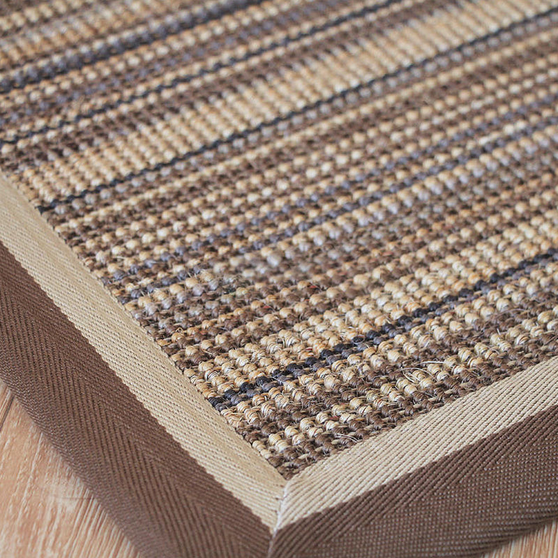 Brown Living Room Rug Rustic Striped Pattern Rug Sisal Washable Non-Slip Backing Pet-Friendly Rug