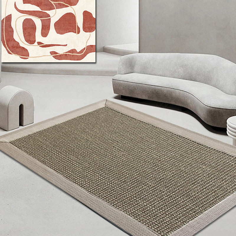 Gray Living Room Rug Rustic Solid Rug Sisal Washable Non-Slip Backing Pet-Friendly Rug