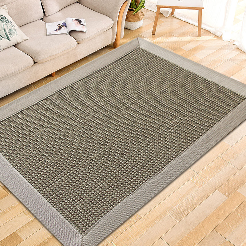 Gray Living Room Rug Rustic Solid Rug Sisal Washable Non-Slip Backing Pet-Friendly Rug