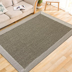 Gray Living Room Rug Rustic Solid Rug Sisal Washable Non-Slip Backing Pet-Friendly Rug