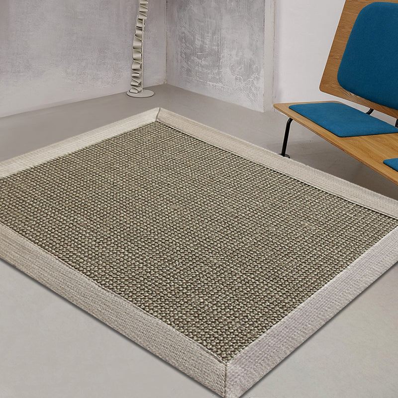 Gray Living Room Rug Rustic Solid Rug Sisal Washable Non-Slip Backing Pet-Friendly Rug