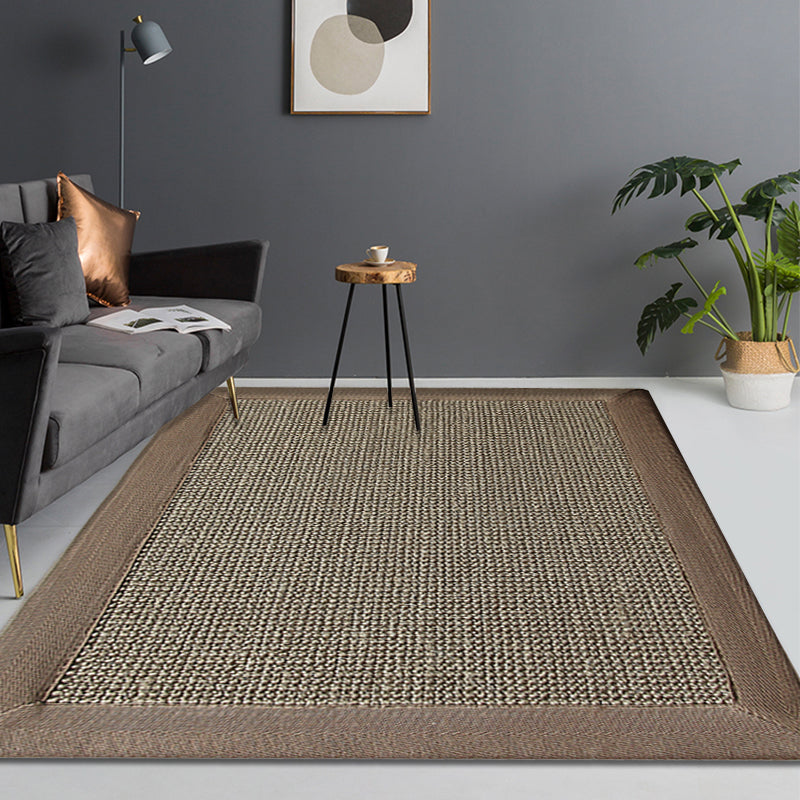 Country Plain Carpet Brown Jute Carpet Non-slip Pet Friendly Washable Carpet for Study