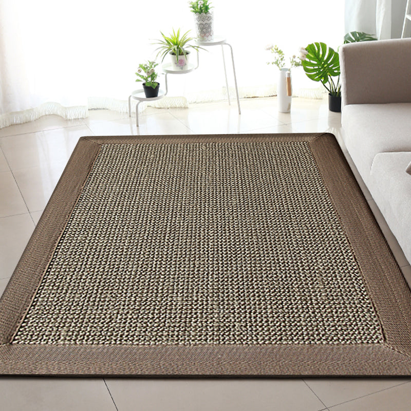 Country Plain Carpet Brown Jute Carpet Non-slip Pet Friendly Washable Carpet for Study
