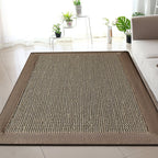 Country Plain Carpet Brown Jute Carpet Non-slip Pet Friendly Washable Carpet for Study