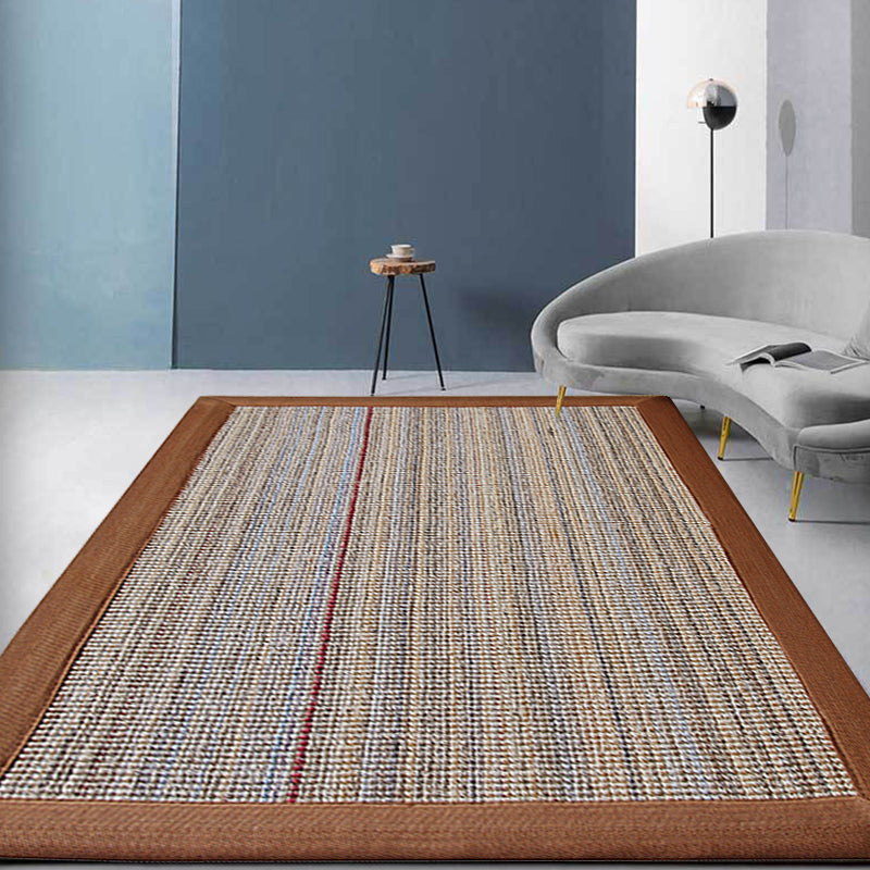 Brown Solid Color Rug Sisal Country Rug Pet Friendly Washable Non-Slip Rug for Bedroom