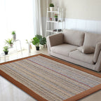 Brown Solid Color Rug Sisal Country Rug Pet Friendly Washable Non-Slip Rug for Bedroom
