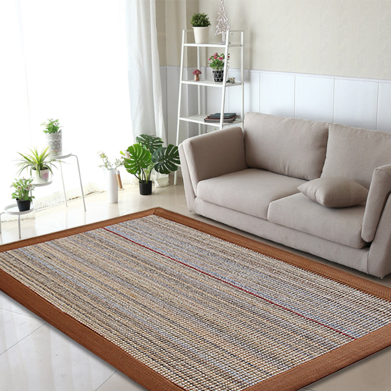 Brown Solid Color Rug Sisal Country Rug Pet Friendly Washable Non-Slip Rug for Bedroom