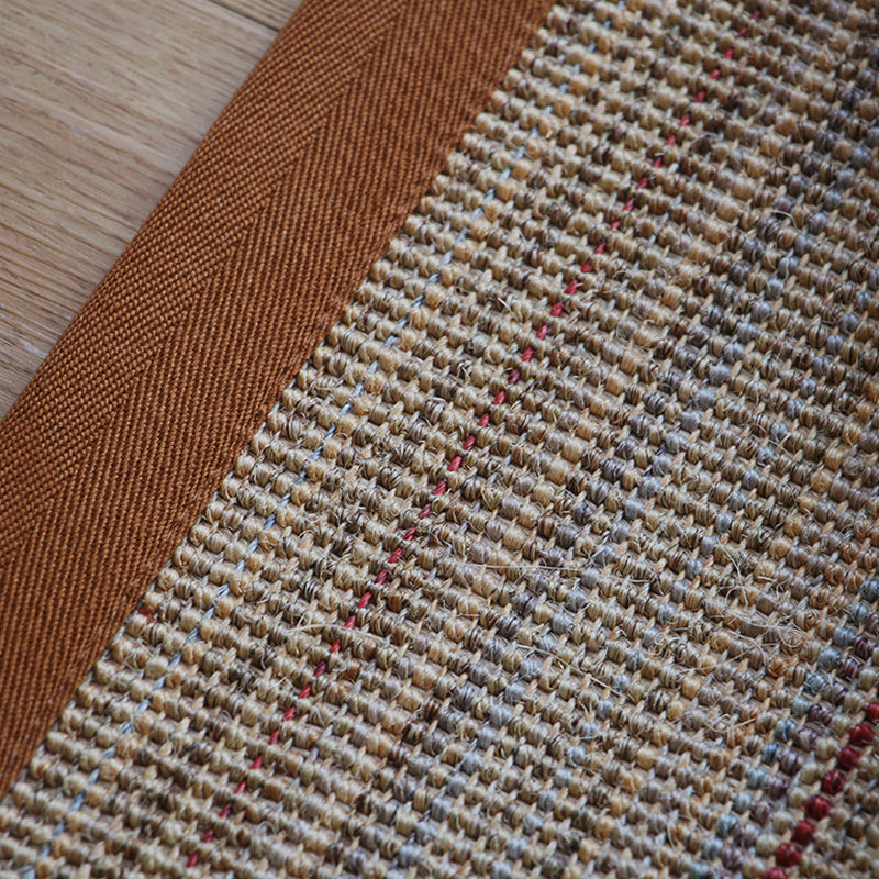 Brown Solid Color Rug Sisal Country Rug Pet Friendly Washable Non-Slip Rug for Bedroom