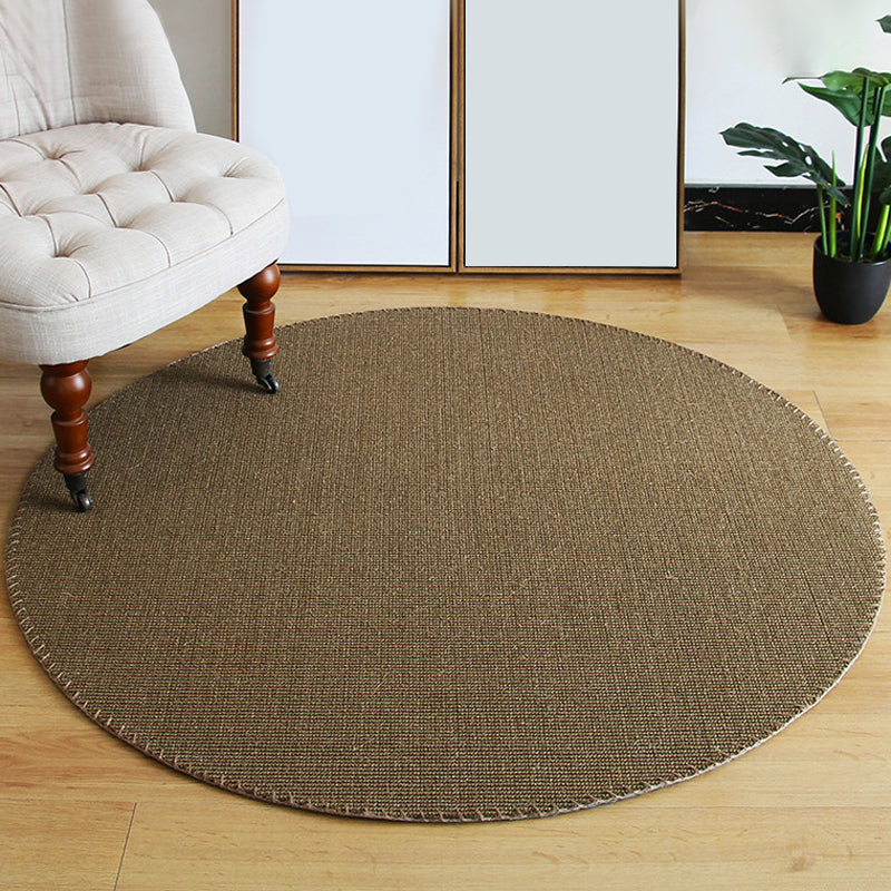 Brown Living Room Rug Rustic Solid Color Rug Sisal Washable Non-Slip Back Pet-Friendly Rug