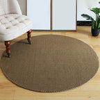 Brown Living Room Rug Rustic Solid Color Rug Sisal Washable Non-Slip Back Pet-Friendly Rug