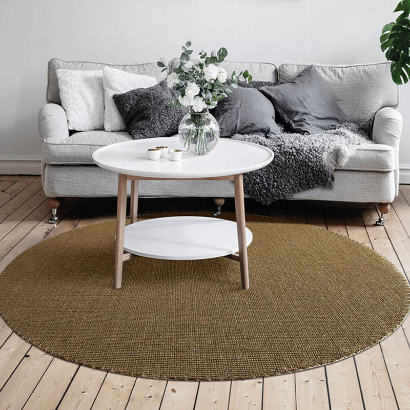Brown Living Room Rug Rustic Solid Color Rug Sisal Washable Non-Slip Back Pet-Friendly Rug
