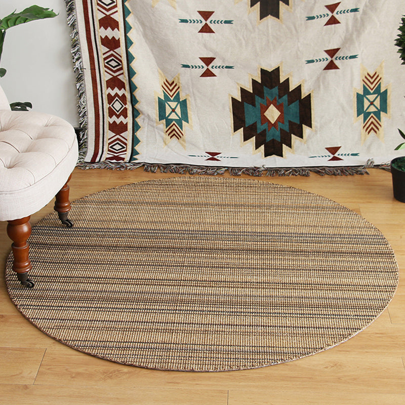 Outskirts Striped Pattern Carpet Brown Jute Carpet Non-Slip Pet Friendly Washable Area Rug for Study