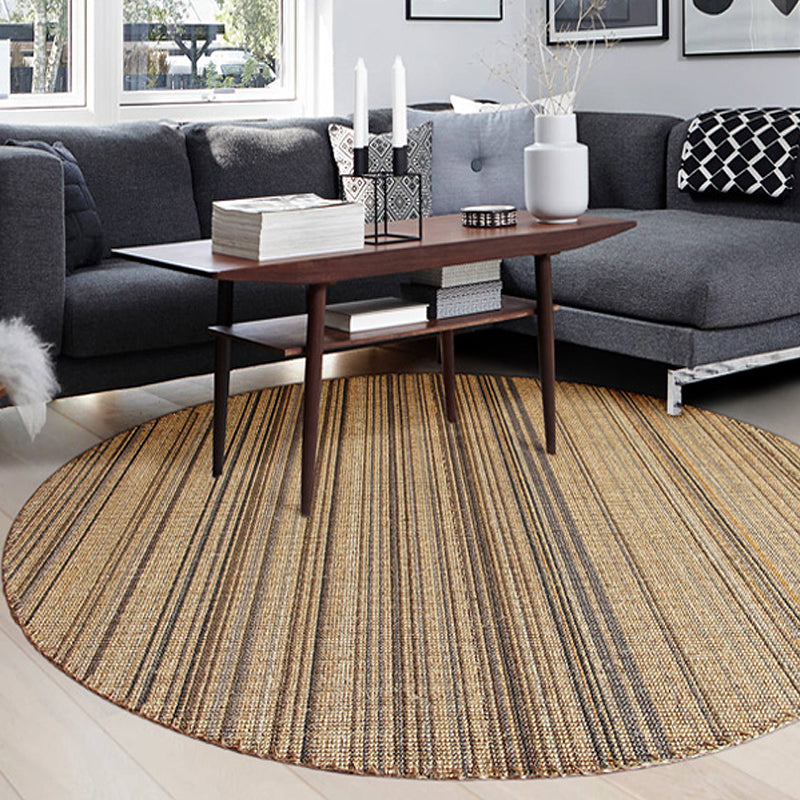 Outskirts Striped Pattern Carpet Brown Jute Carpet Non-Slip Pet Friendly Washable Area Rug for Study