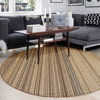 Outskirts Striped Pattern Carpet Brown Jute Carpet Non-Slip Pet Friendly Washable Area Rug for Study