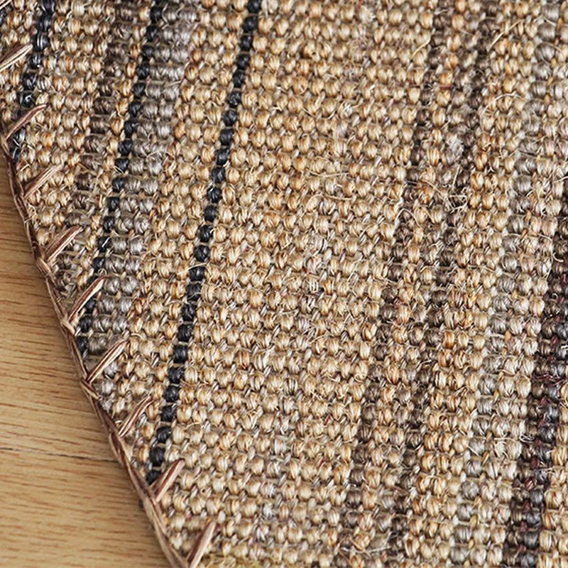 Outskirts Striped Pattern Carpet Brown Jute Carpet Non-Slip Pet Friendly Washable Area Rug for Study