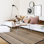 Brown Striped Pattern Rug Sisal Rustic Rug Pet Friendly Washable Non-Slip Rug for the Bedroom