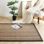 Brown Striped Pattern Rug Sisal Rustic Rug Pet Friendly Washable Non-Slip Rug for the Bedroom