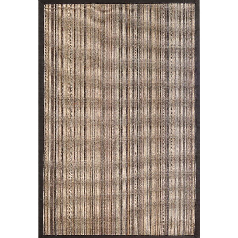Brown Striped Pattern Rug Sisal Rustic Rug Pet Friendly Washable Non-Slip Rug for the Bedroom