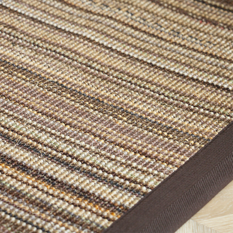 Brown Striped Pattern Rug Sisal Rustic Rug Pet Friendly Washable Non-Slip Rug for the Bedroom