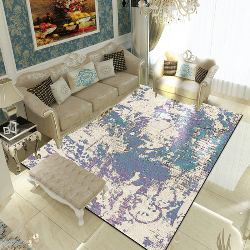 Multicolor Living Room Rug Industrial Abstract Rug Polyester Washable Non-Slip Back Pet-Friendly Rug