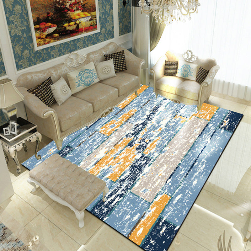 Multicolor Living Room Rug Industrial Abstract Rug Polyester Washable Non-Slip Back Pet-Friendly Rug