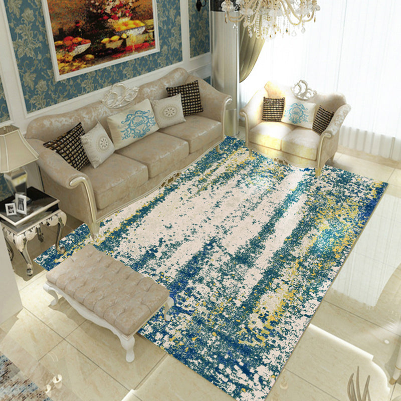 Multicolor Living Room Rug Industrial Abstract Rug Polyester Washable Non-Slip Back Pet-Friendly Rug