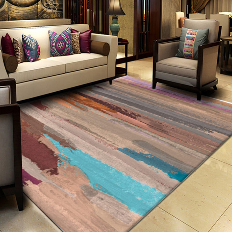 Multicolor Abstract Rug with Brushstroke Rug Polyester Industrial Rug Pet-Friendly Washable Non-Slip Area Rug for the Living Room