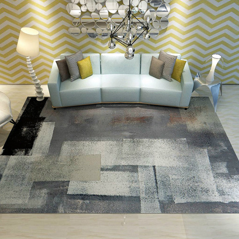Unique brush stroke pattern rug blue industrial rug polyester pet-friendly washable non-slip area rug for bedroom