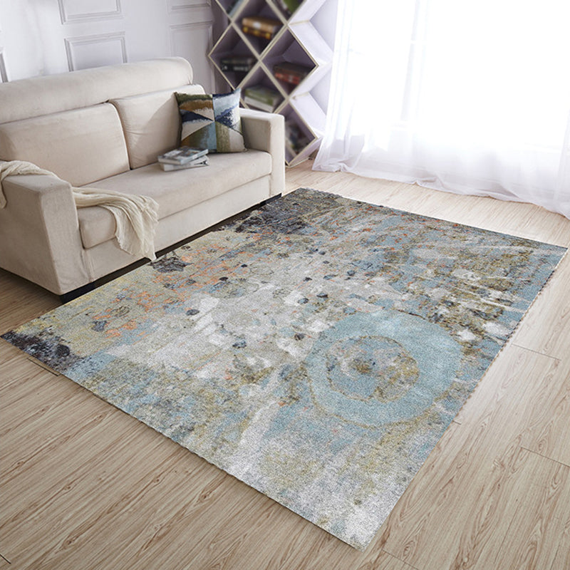 Multicolor Living Room Rug Industrial Abstract Rug Polyester Washable Non-Slip Back Pet-Friendly Rug