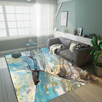 Industrial Abstract Floor Rug Multicolor Polyester Rug Non-Slip Pet Friendly Washable Area Rug for Bedroom
