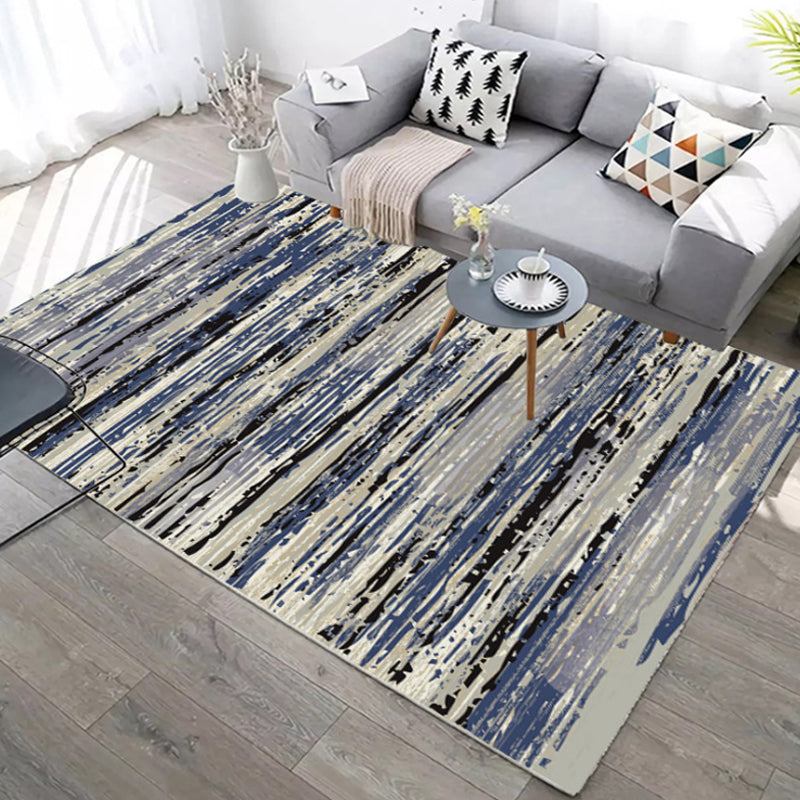 Industrial Abstract Floor Rug Multicolor Polyester Rug Non-Slip Pet Friendly Washable Area Rug for Bedroom