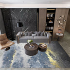 Industrial Abstract Floor Rug Multicolor Polyester Rug Non-Slip Pet Friendly Washable Area Rug for Bedroom