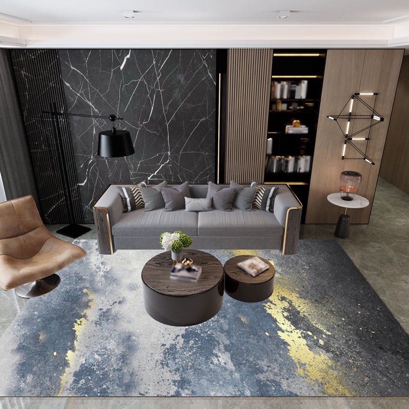 Industrial Abstract Floor Rug Multicolor Polyester Rug Non-Slip Pet Friendly Washable Area Rug for Bedroom