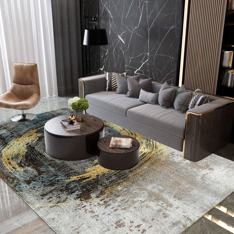 Industrial Abstract Floor Rug Multicolor Polyester Rug Non-Slip Pet Friendly Washable Area Rug for Bedroom