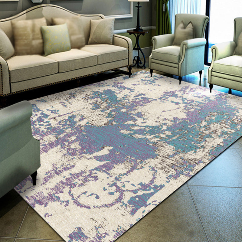 Industrial Abstract Floor Rug Multicolor Polyester Rug Non-Slip Pet Friendly Washable Area Rug for Bedroom