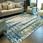 Industrial Abstract Floor Rug Multicolor Polyester Rug Non-Slip Pet Friendly Washable Area Rug for Bedroom