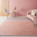 Pink Living Room Rug Modernist Color Block Rug Chenille Washable Non-Slip Backing Pet Friendly Rug