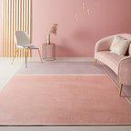 Pink Living Room Rug Modernist Color Block Rug Chenille Washable Non-Slip Backing Pet Friendly Rug