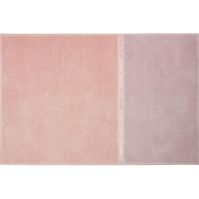 Pink Living Room Rug Modernist Color Block Rug Chenille Washable Non-Slip Backing Pet Friendly Rug