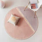Creative Color Block Carpet Pink Minimalist Carpet Chenille Pet Friendly Washable Anti-slip Area Rug for Study
