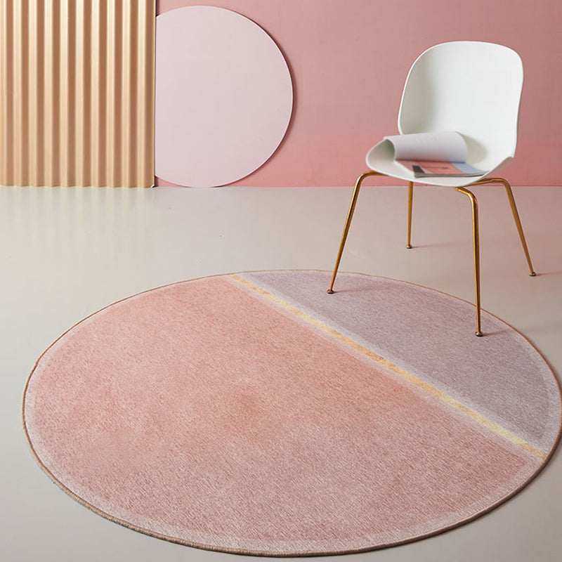 Creative Color Block Carpet Pink Minimalist Carpet Chenille Pet Friendly Washable Anti-slip Area Rug for Study