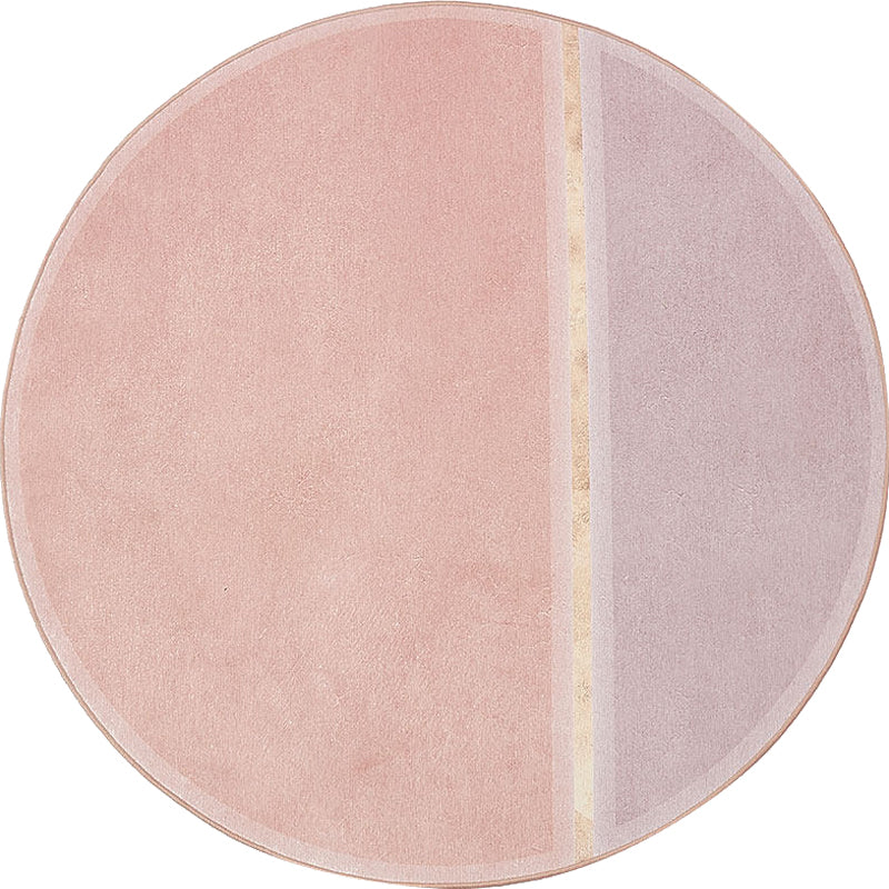 Creative Color Block Carpet Pink Minimalist Carpet Chenille Pet Friendly Washable Anti-slip Area Rug for Study