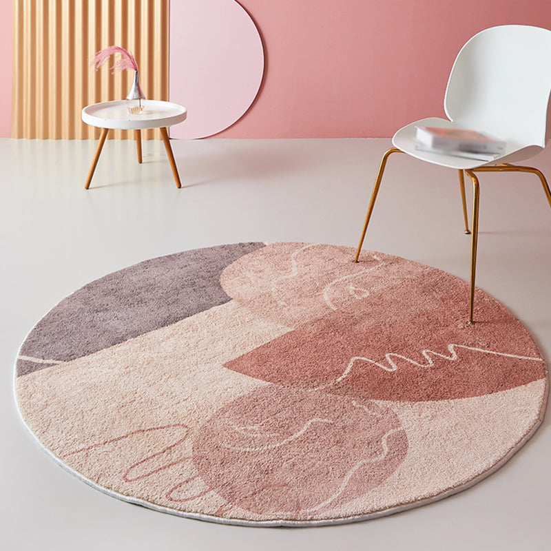 Pink Parlour Area Rug Modernist Colorblock Indoor Rug Polyester Washable Pet-Friendly Rug