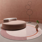 Modern Color Block Carpet Pink and Red Polyester Carpet Non-Slip Pet-Friendly Washable Rug for Bedroom